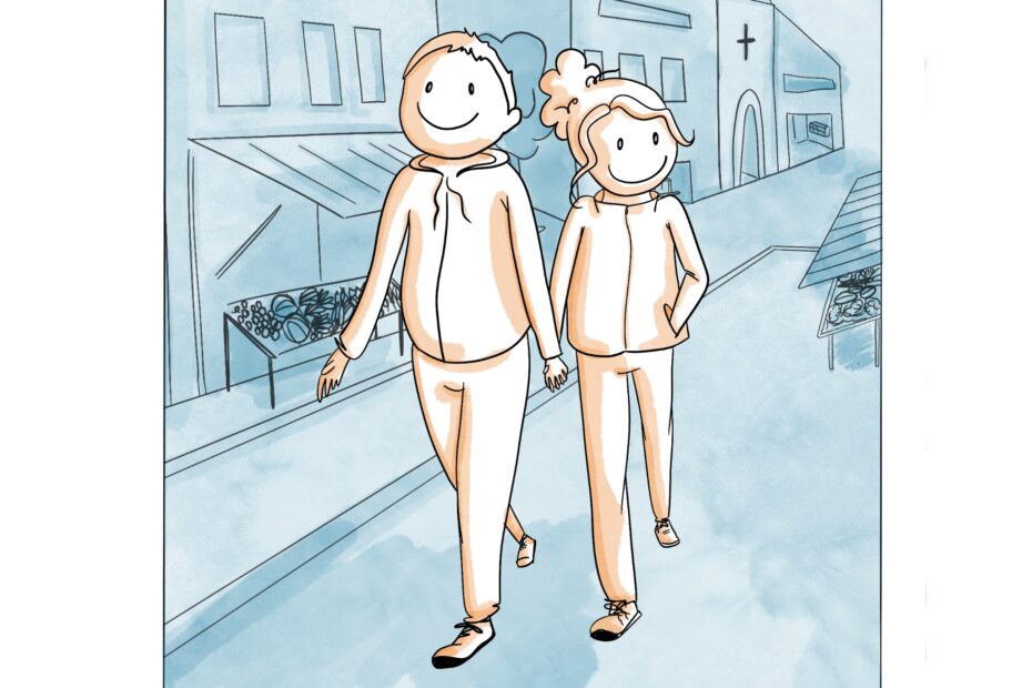 illustration balade amoureux romantique